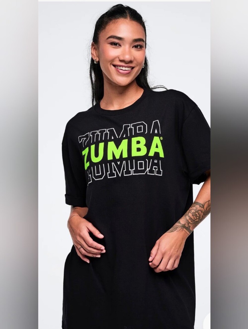 Zumba Black Tee with Neon Green Logo